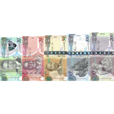(281) ** PNew (PN36c,31h,32e,33d,34e) Botswana - 10,20,50,100,200 Pula (New Sign. & New Dates) (5 Notes)